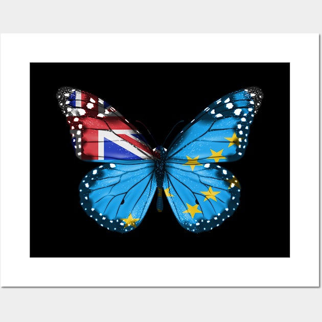 Tuvaluan Flag  Butterfly - Gift for Tuvaluan From Tuvalu Wall Art by Country Flags